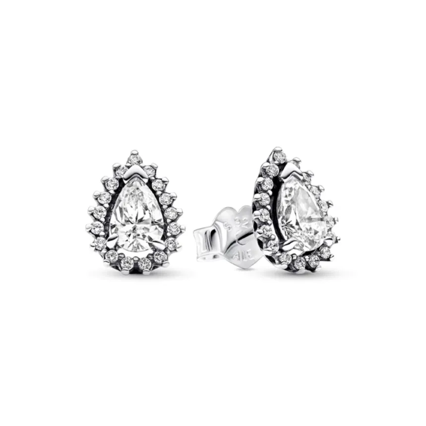 Pandora 925 Sterling Silver Synthetic Cubic Zirconia Earrings Women's Silver