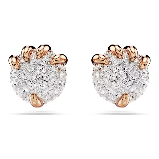 Swarovski Faux Crystal Rose Gold Plated Stud Earrings Women's Gold/White