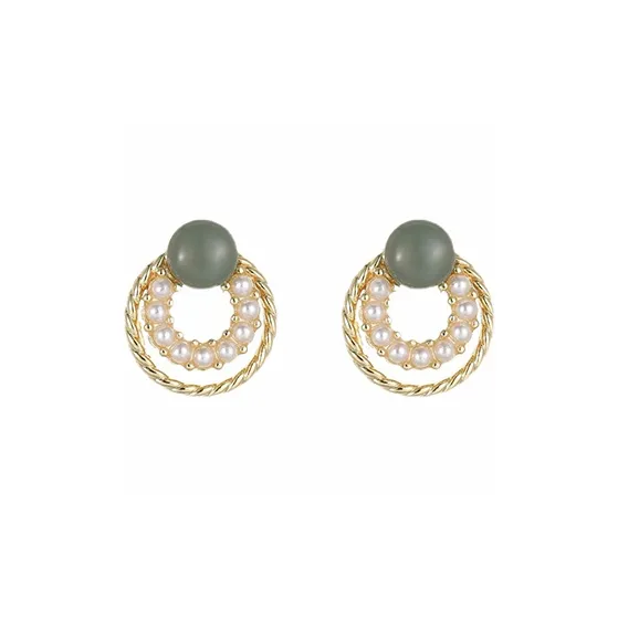 LILY LOTTY Alloy Faux Pearl Stud Earrings Women's Gold