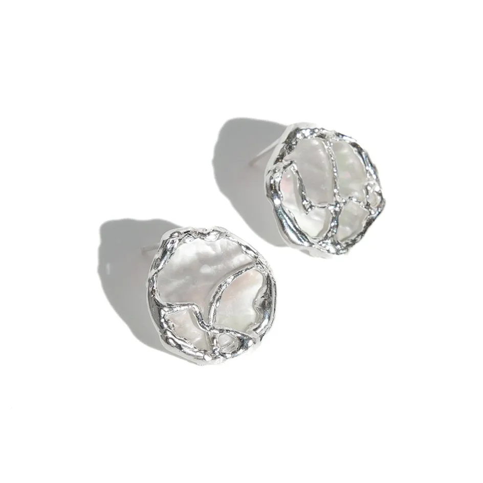 M.Wong Color Changing Mother of Pearl 925 Sterling Silver Stud Earrings Women's