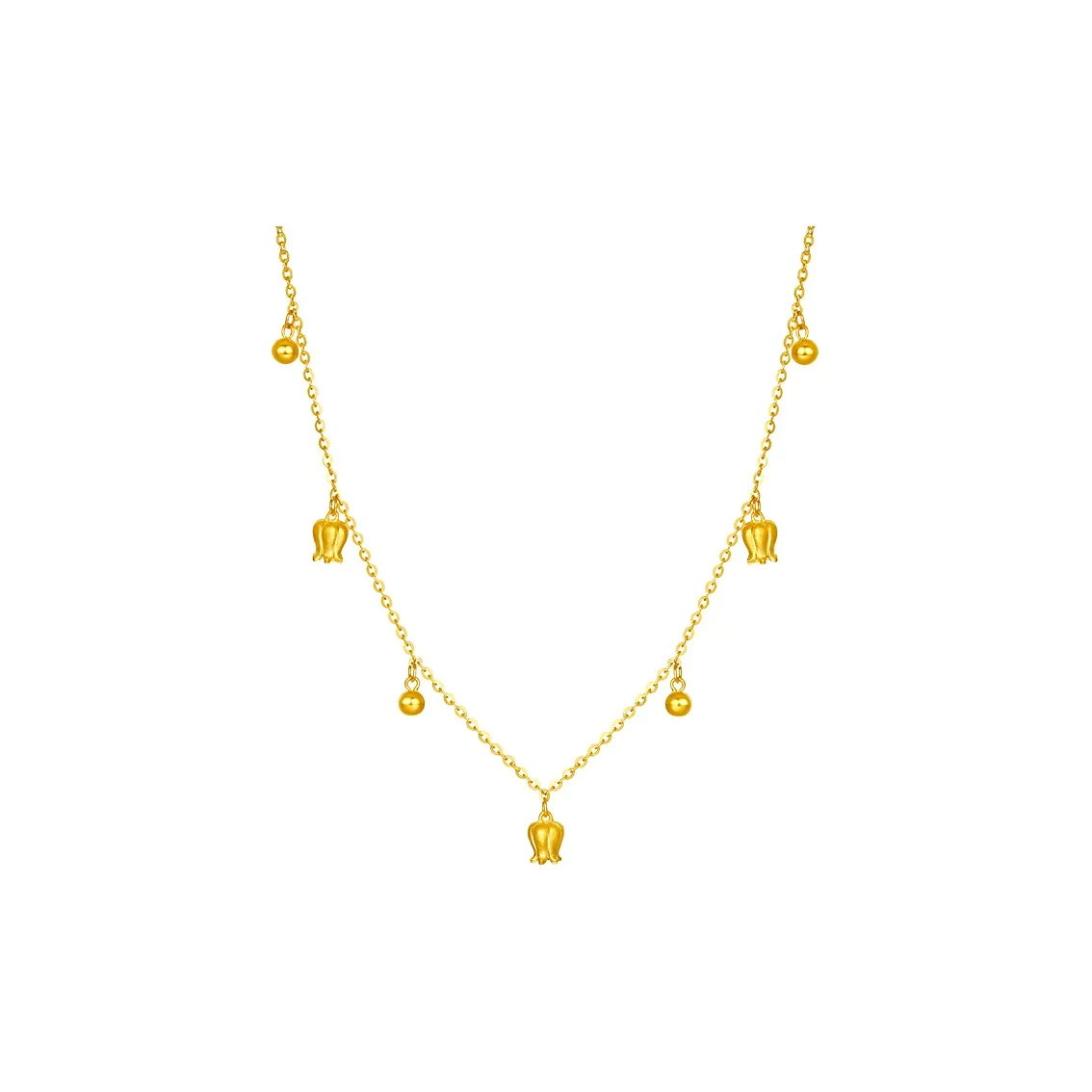 ZHOU LIU FU Lily Of The Valley 5G Gold Necklace Solid Gold Priced In Gram Necklaces Women's