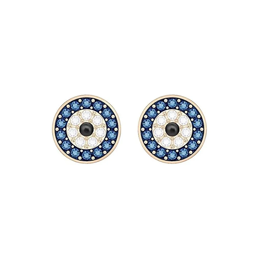 Swarovski Faux Crystal Stone Stud Earrings Women's Blue