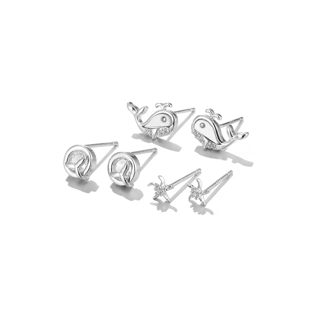 Clect Серьги-гвоздики с синтетическим кубическим цирконием Женские Белые