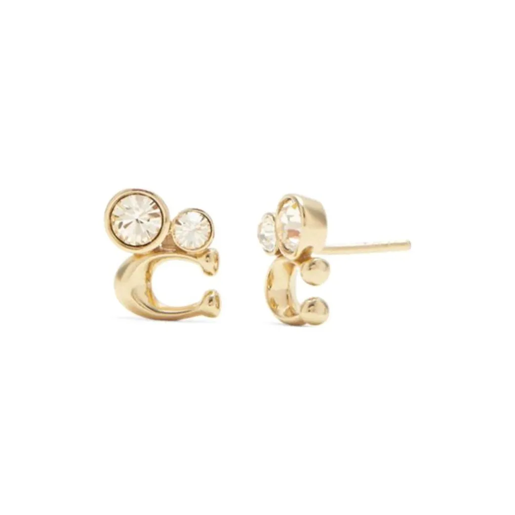 COACH Alloy Stud Earrings Women's Gold