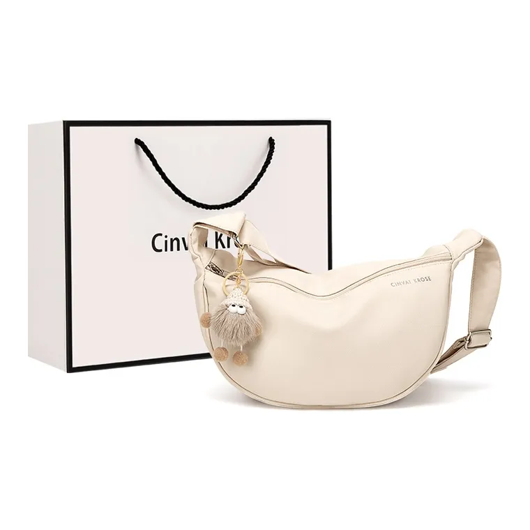 CinvaiKrose Fabric Shoulder Bag, Crossbody Bag, Dumpling Bag, Sling Bag Small Size Women's Ecru/Black/Burgundy