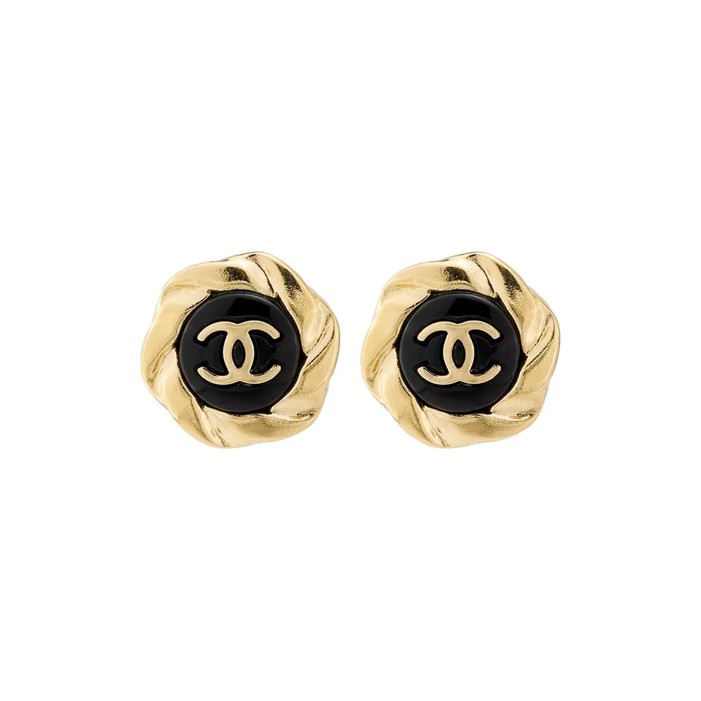 CHANEL Metal Stud Earrings Women's Gold