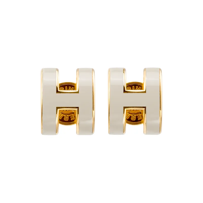 HERMES Gold Plated Stud Earrings Women's