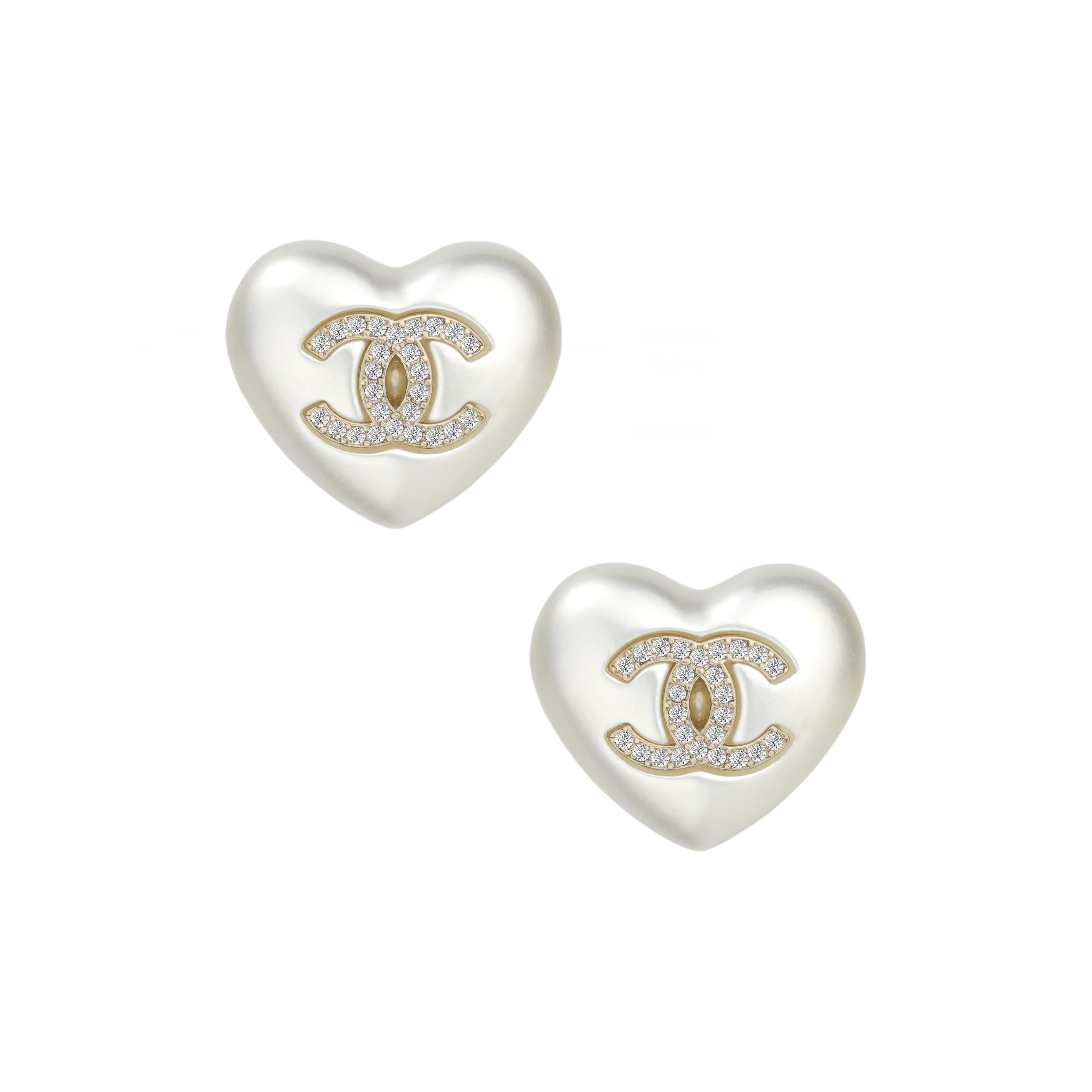 CHANEL Metal Stud Earrings Women's Pearl White