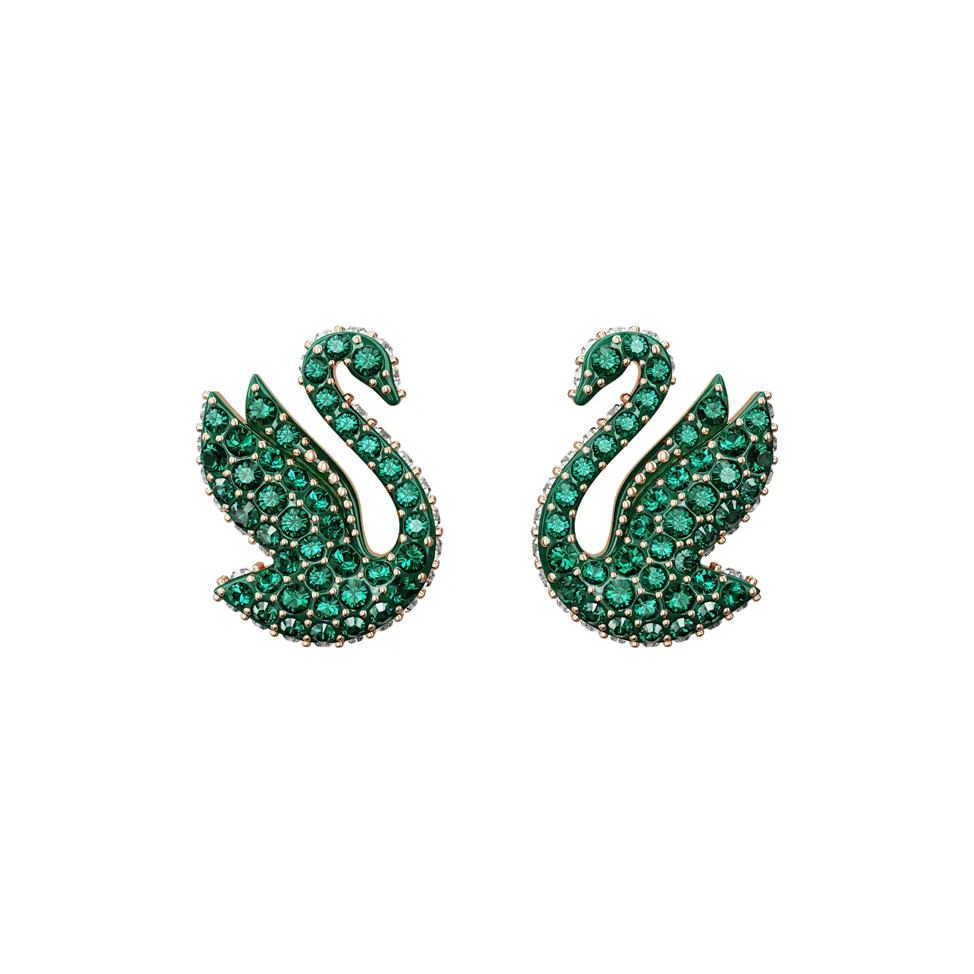 Swarovski Розовое золото Тон Покрытие Серьги-гвоздики Женские Зеленый