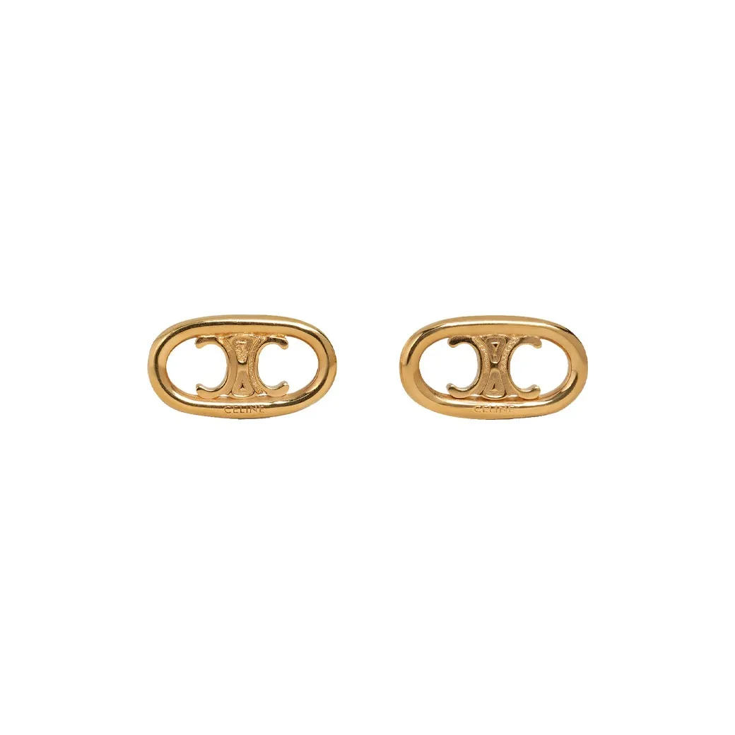 CELINE Maillon Triomphe Studs In Yellow Gold