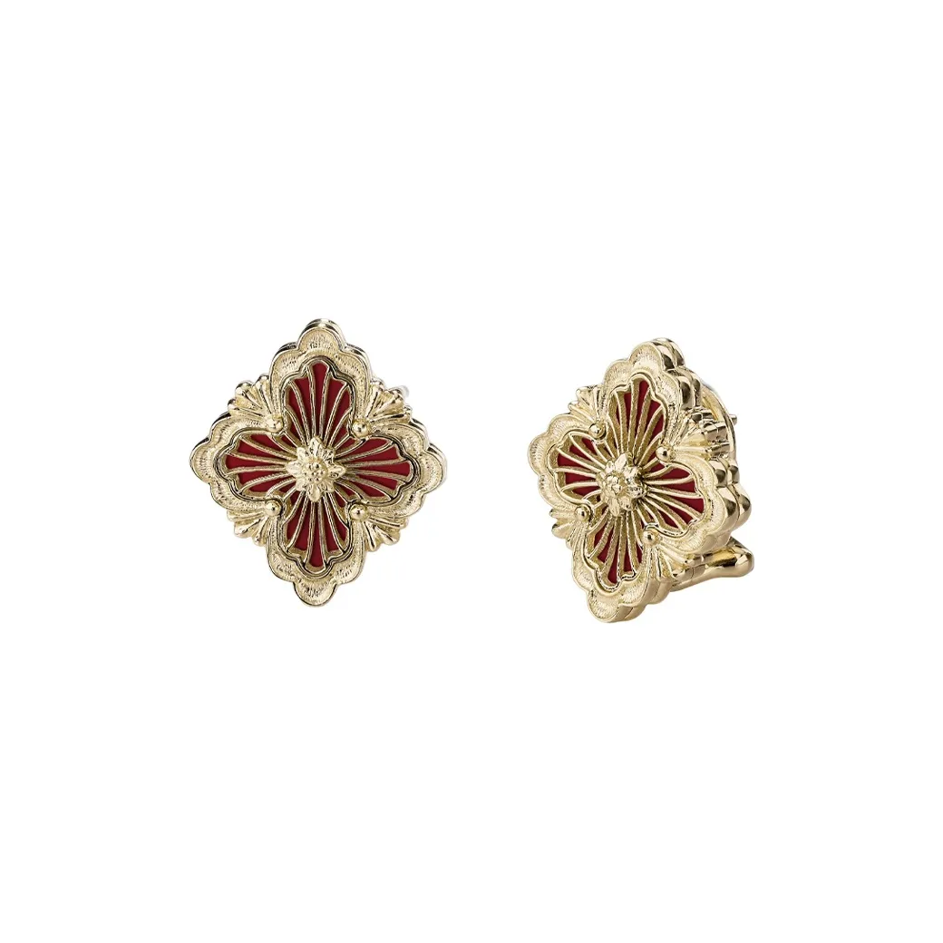 BUCCELLATI 18K Gold Stud Earrings Women's Red