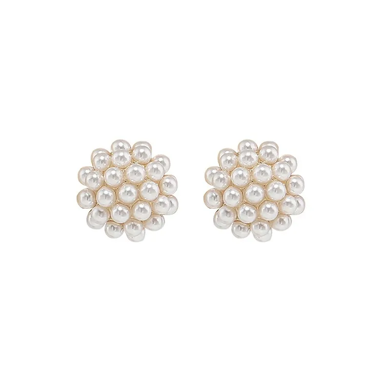 OGDAID Alloy Pearl Shell Pearl Stud Earrings Women's