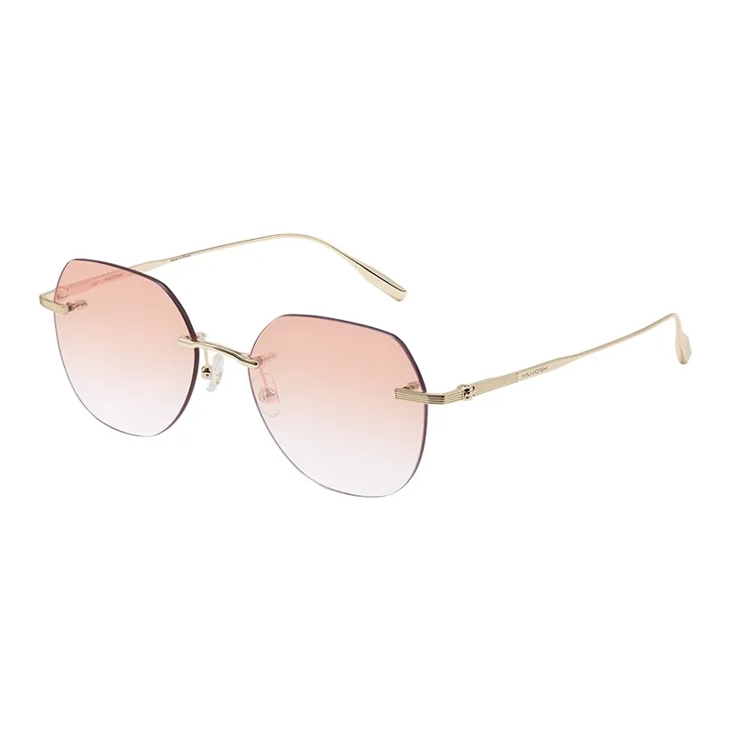 MUJOSH Astral Series Round Metal Rimless Atmosphere Enhancing Color Changing Sunglasses With Feather Light Feel Unisex