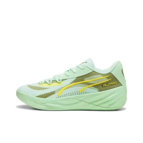 PUMA All Pro NITRO Баскетбольные кроссовки Низкие Топ Мятно-зеленый/Оливково-зеленый Унисекс