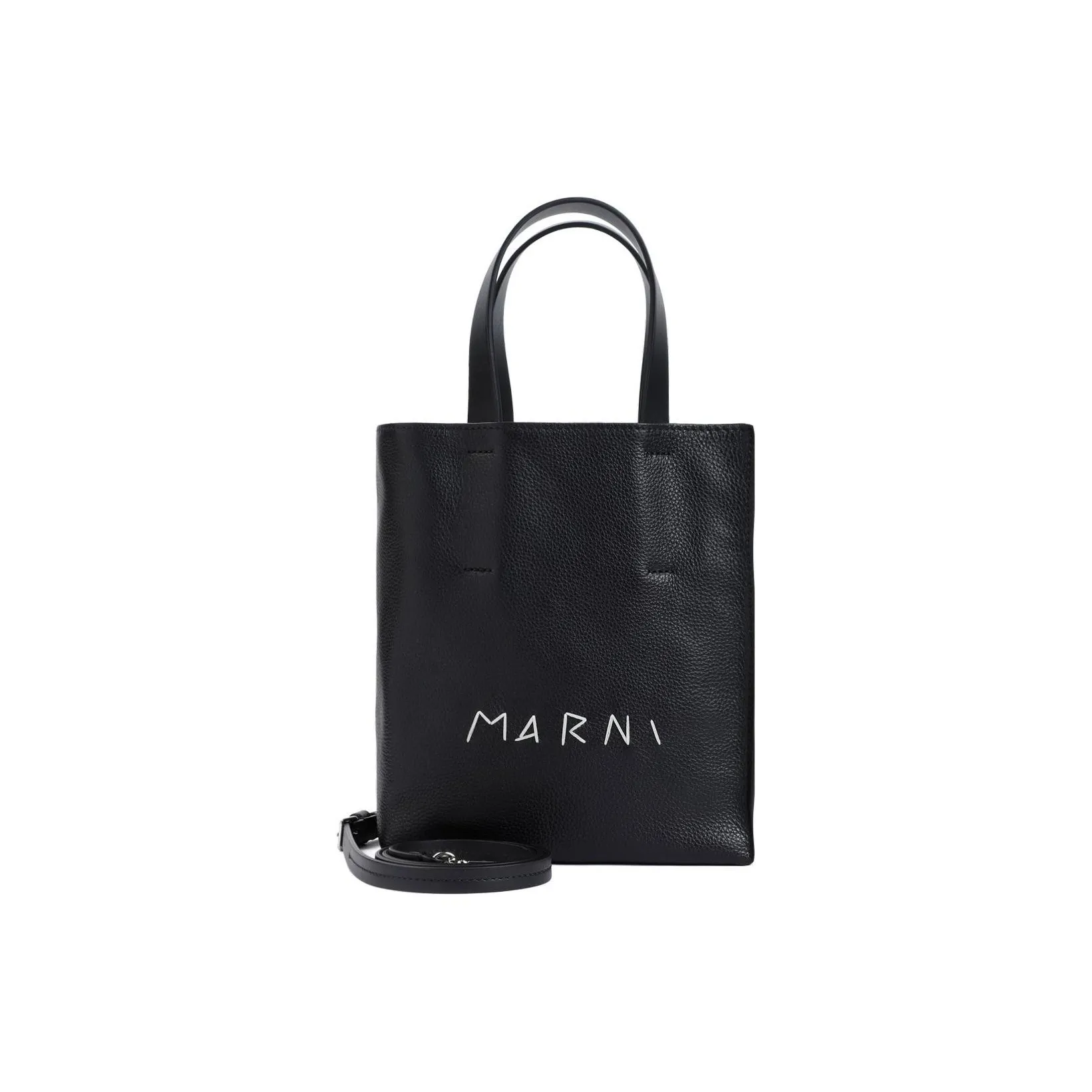 MARNI Museo Calfskin Tote Bag, Shopping Bag, Shoulder Bag, Handbag Mini Women's Black