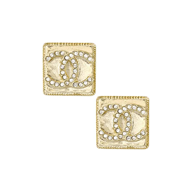 CHANEL 22c Early Spring Stud Earrings Women's Gold