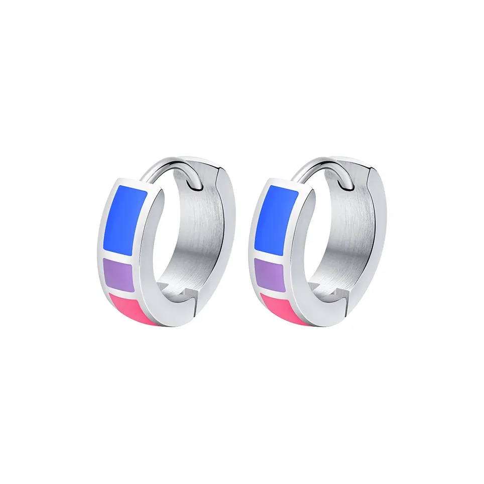 Серьги-гвоздики из титановой стали PEACE CAT Унисекс Фиолетовый Радужный