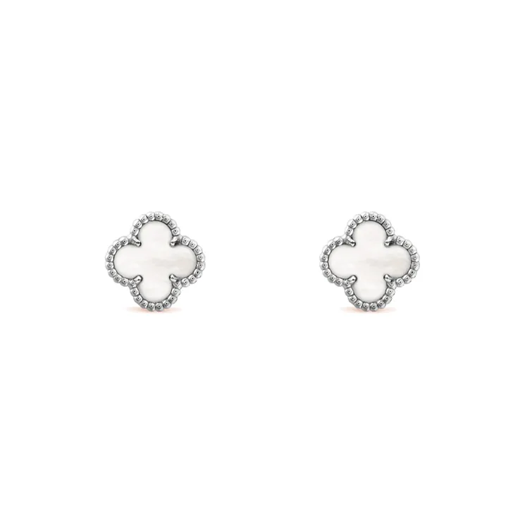 Van Cleef & Arpels White Gold Stud Earrings Unisex White Gold