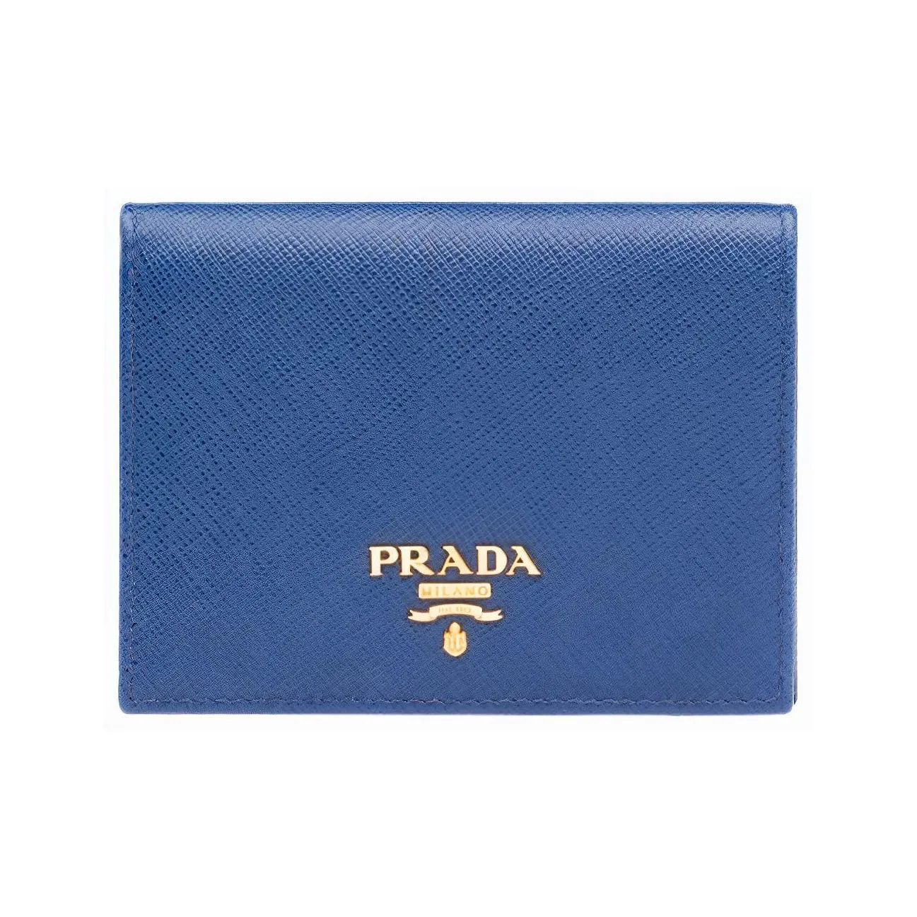 PRADA Saffiano Leather Wallet Trumpets Women's Blue