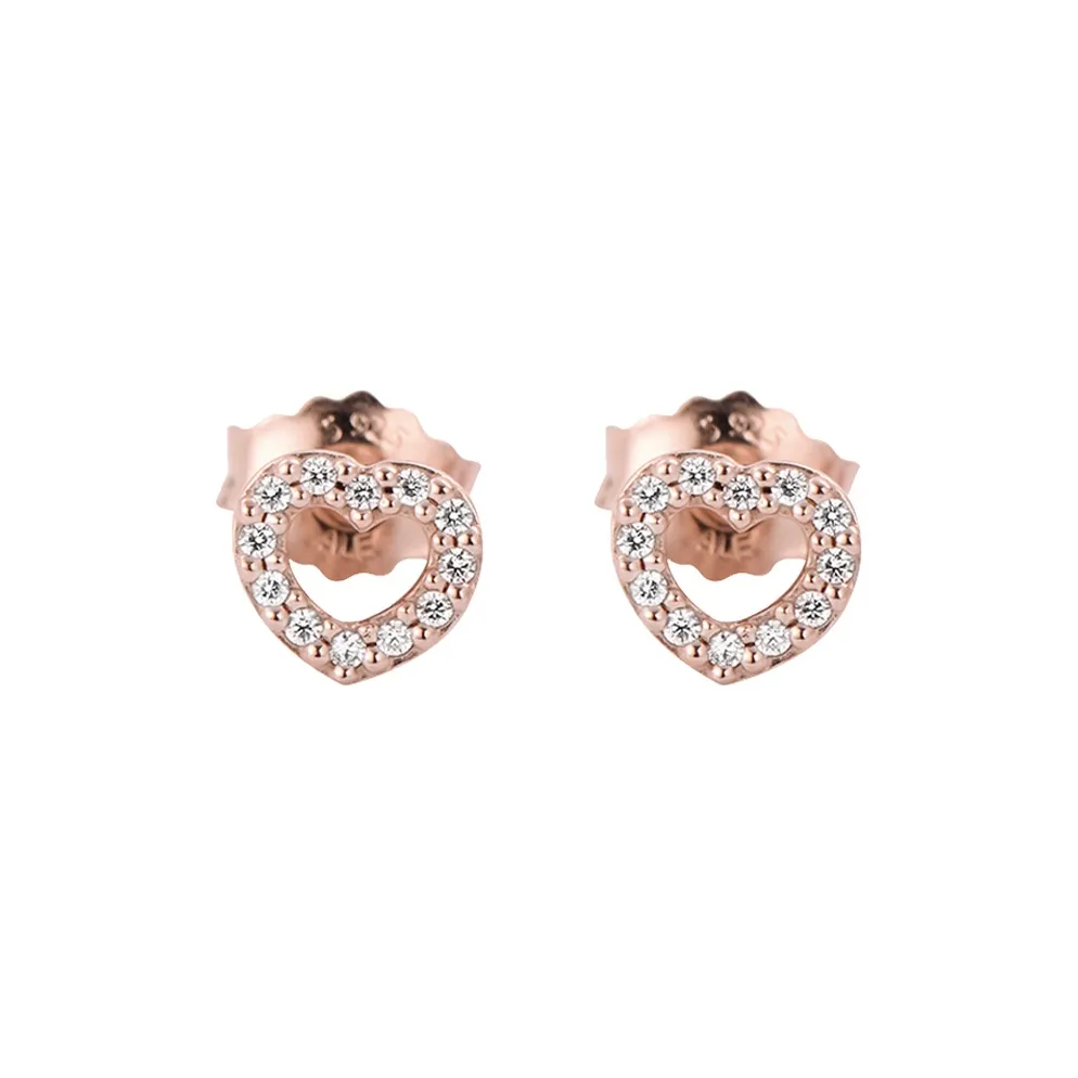 Pandora 925 Sterling Silver Stud Earrings Women's Rose Gold