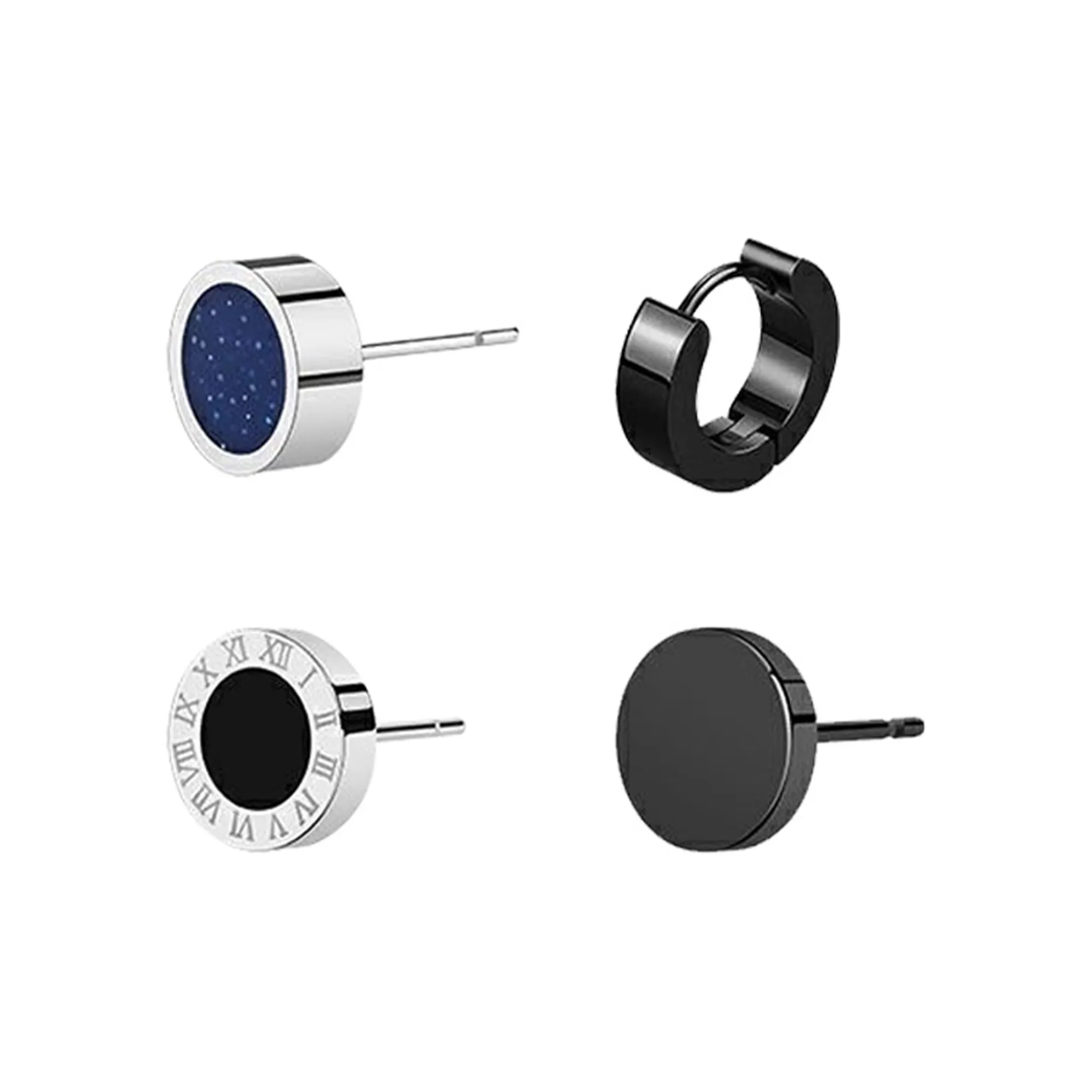 AHK Титановые и стальные серьги-гвоздики унисекс