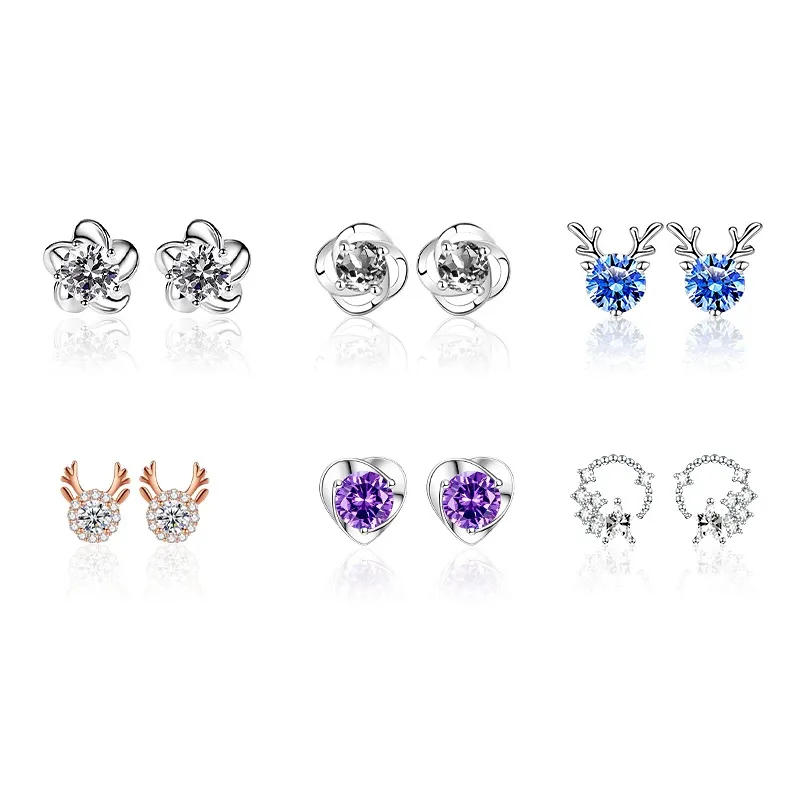 Серьги-гвоздики из серебра 925 пробы DJIN женские