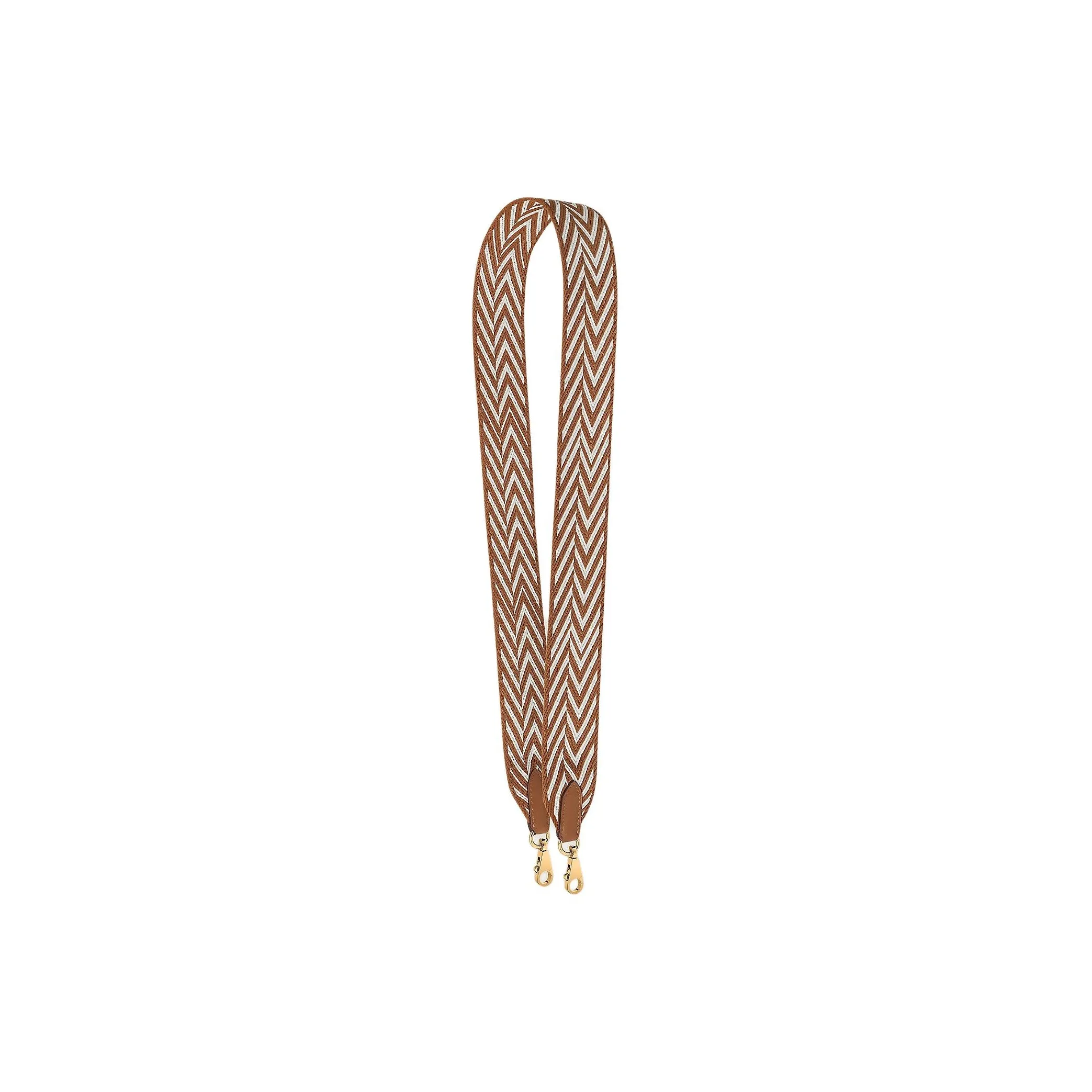 HERMES Sangle Zigzag Canvas With Swift Calfskin Shoulder Strap Bag Strap Women's Gold & White