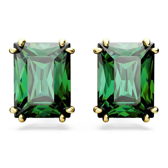 Swarovski Rhodium Plated Stud Earrings Women's Green