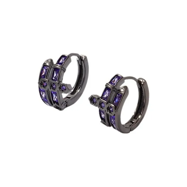 FOREVER MELODY Серьги из титанового стального сплава циркония унисекс фиолетовый серебряный