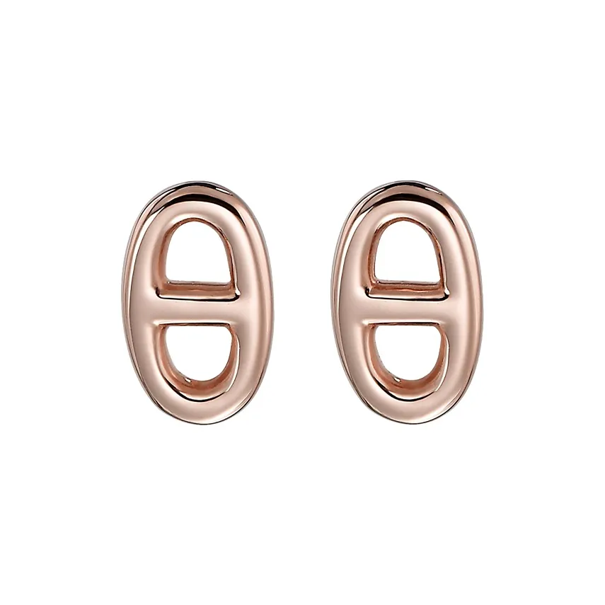 HERMES Karat Gold Stud Earrings Women's