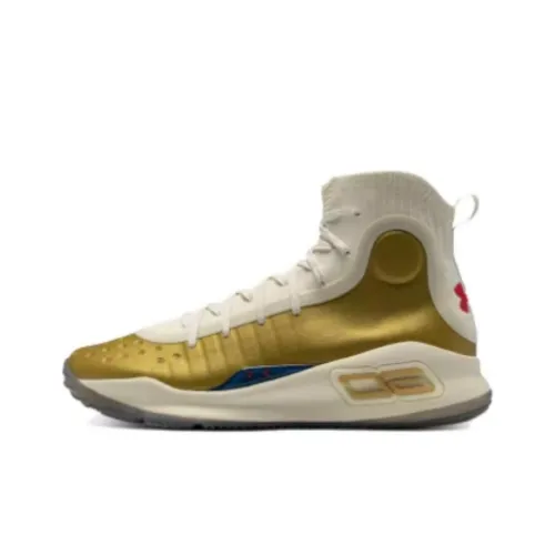 Under Armour Curry 4 Баскетбольные кроссовки Высокие Мужские Желто-Лимонные