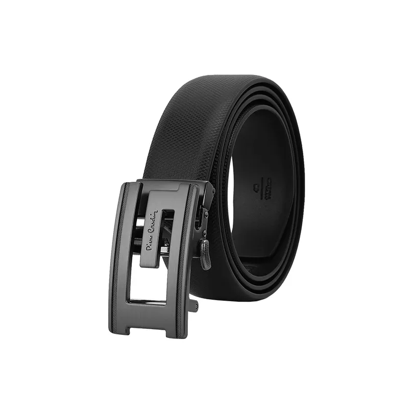 PIERRE CARDIN Cow Split Leather Belts Men's Black Width 3.5cm
