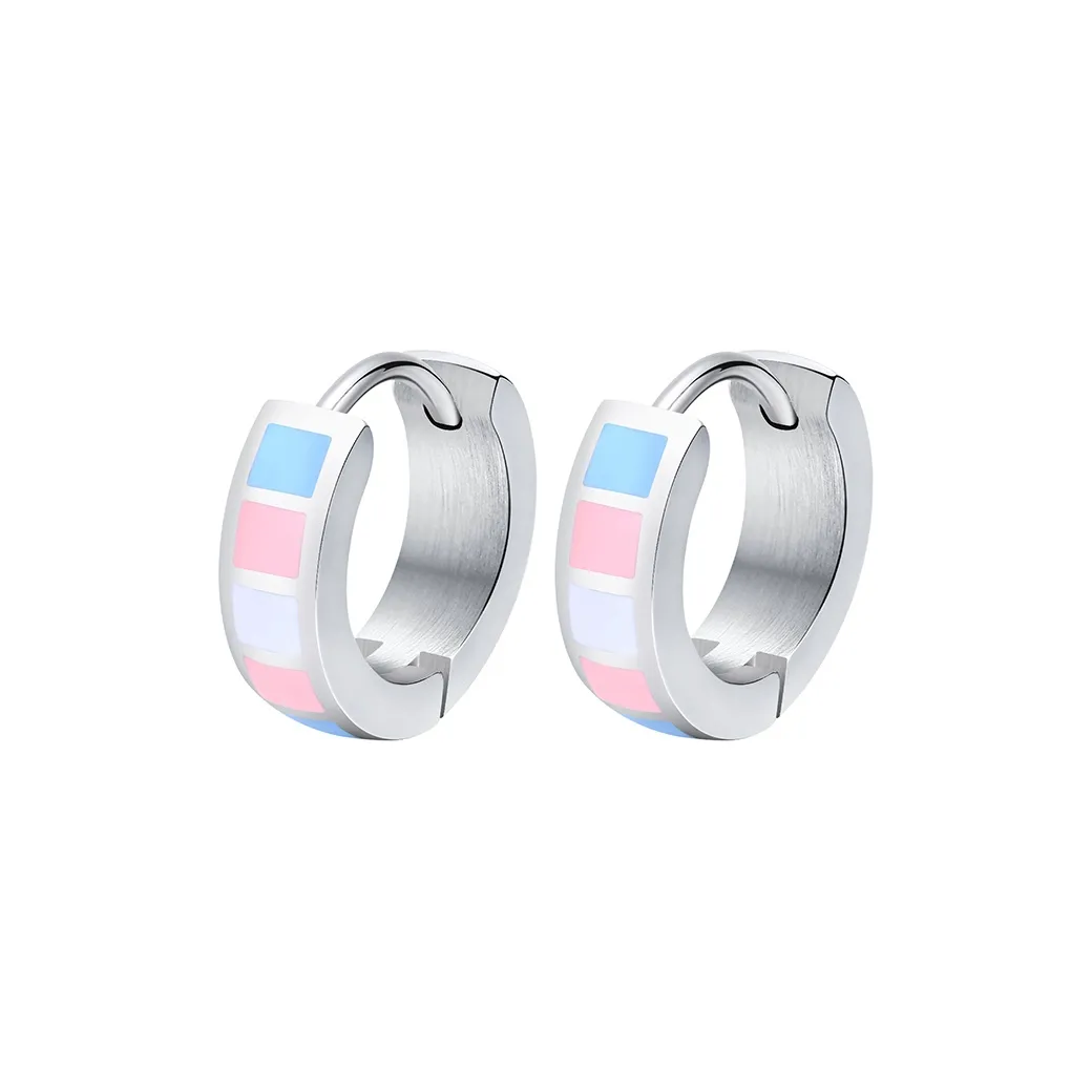 Серьги-гвоздики из титановой стали PEACE CAT Унисекс Синий Розовый