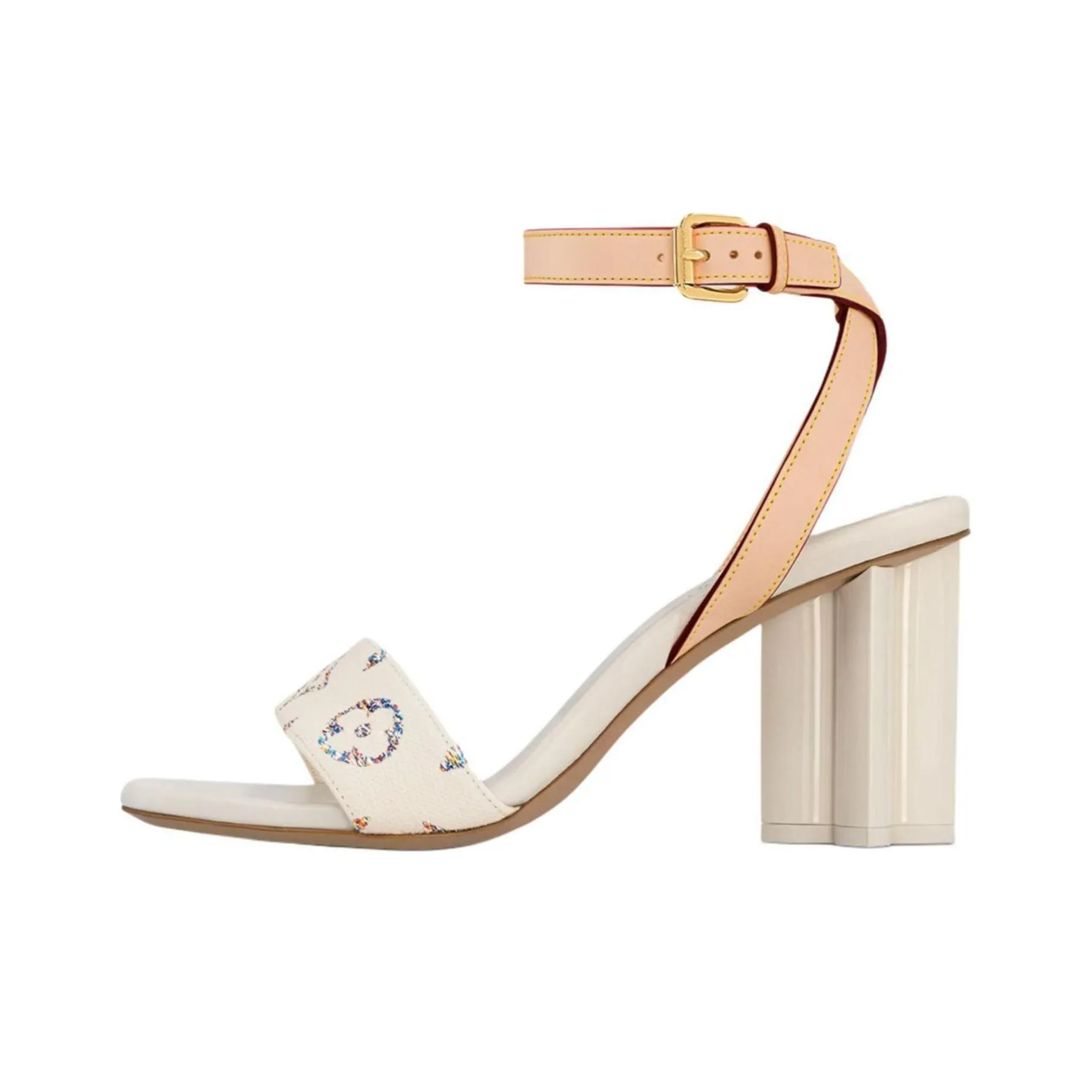 LOUIS VUITTON Silhouette One Strap Sandals 8cm Women's Beige Apricot