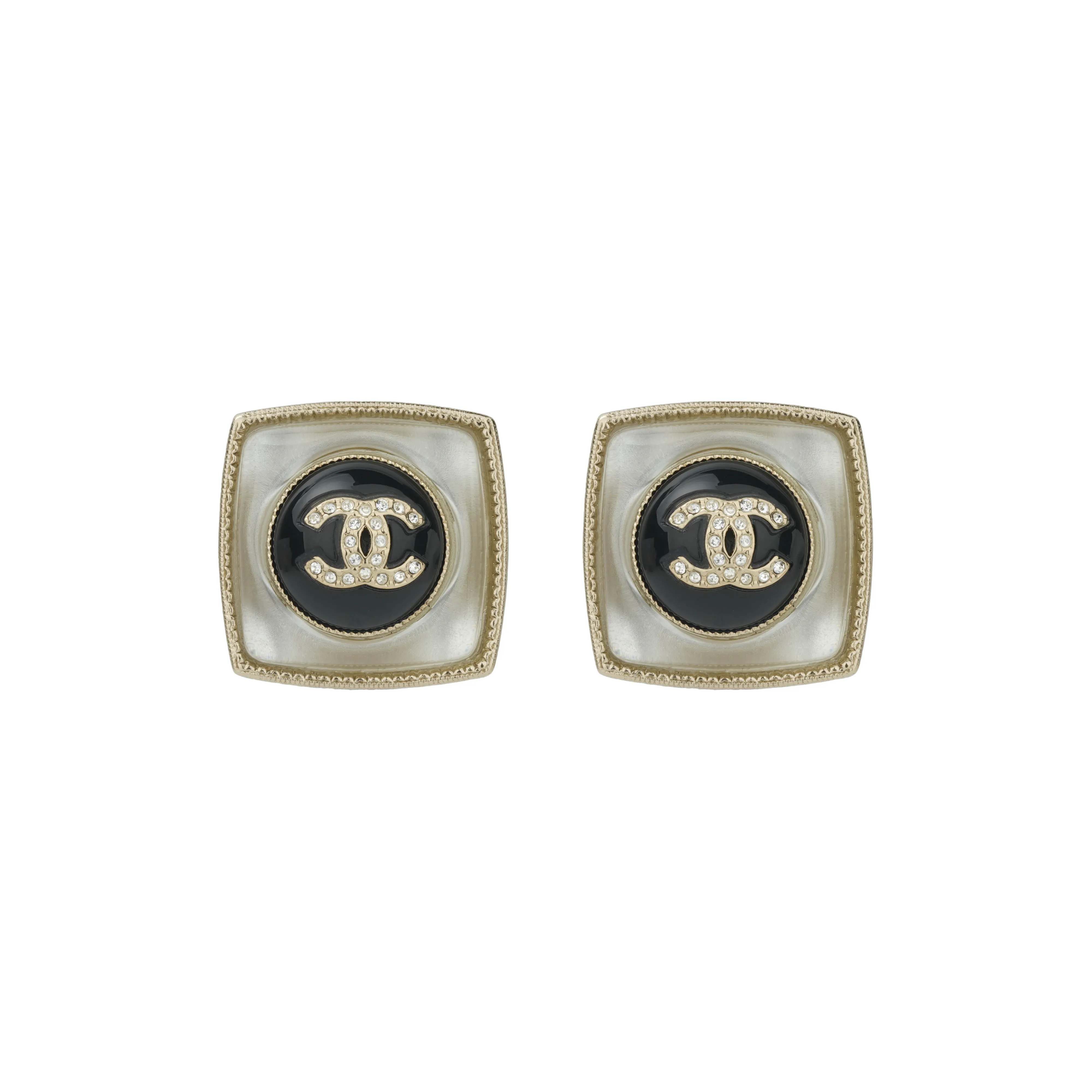 CHANEL Crystal, Diamond Stud Earrings Women's Gold