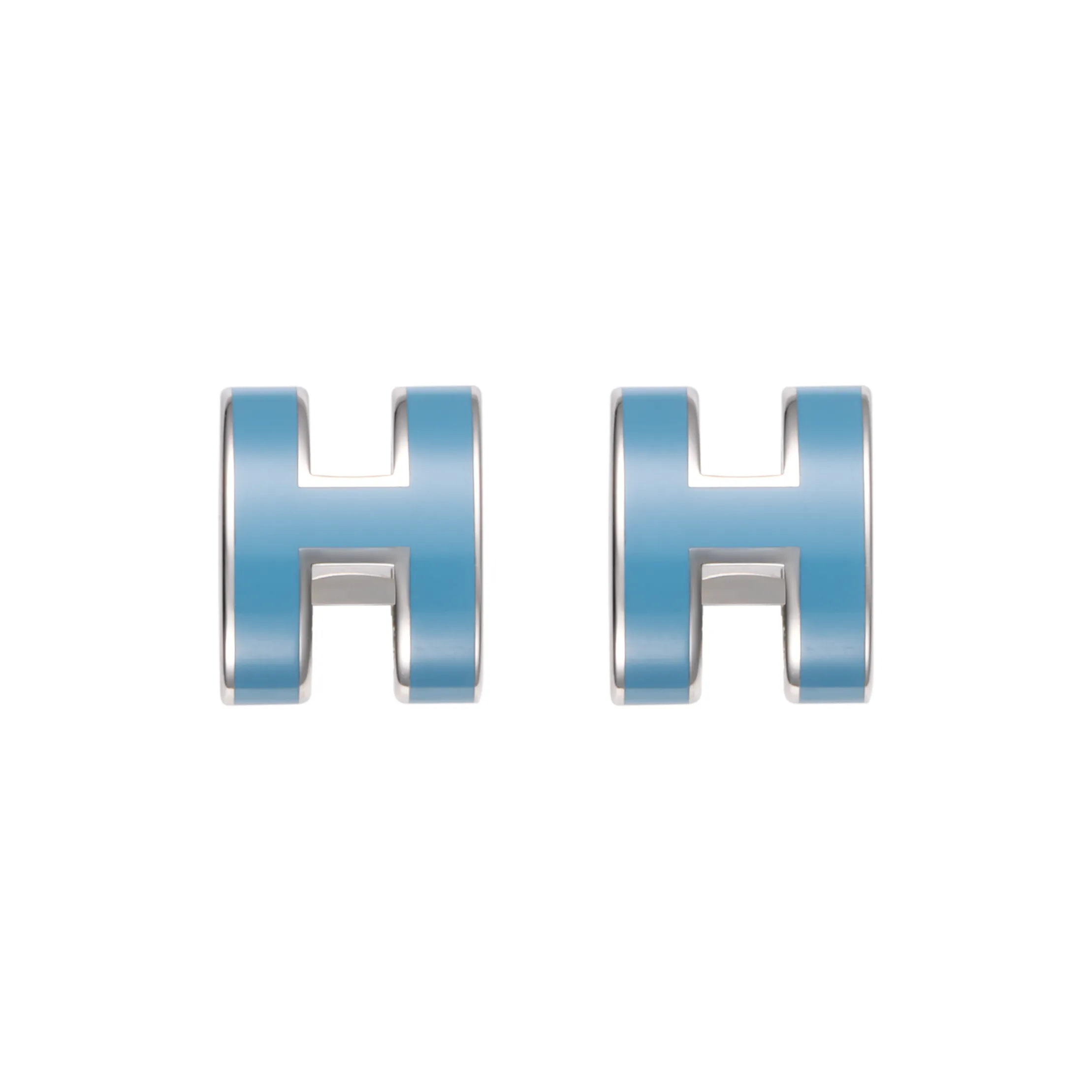 HERMES Palladium-Plated Stud Earrings Unisex Silver