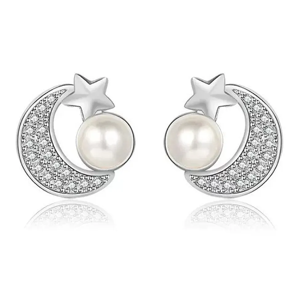 CARAT'S DIARY Shell Pearl Stud Earrings Women's