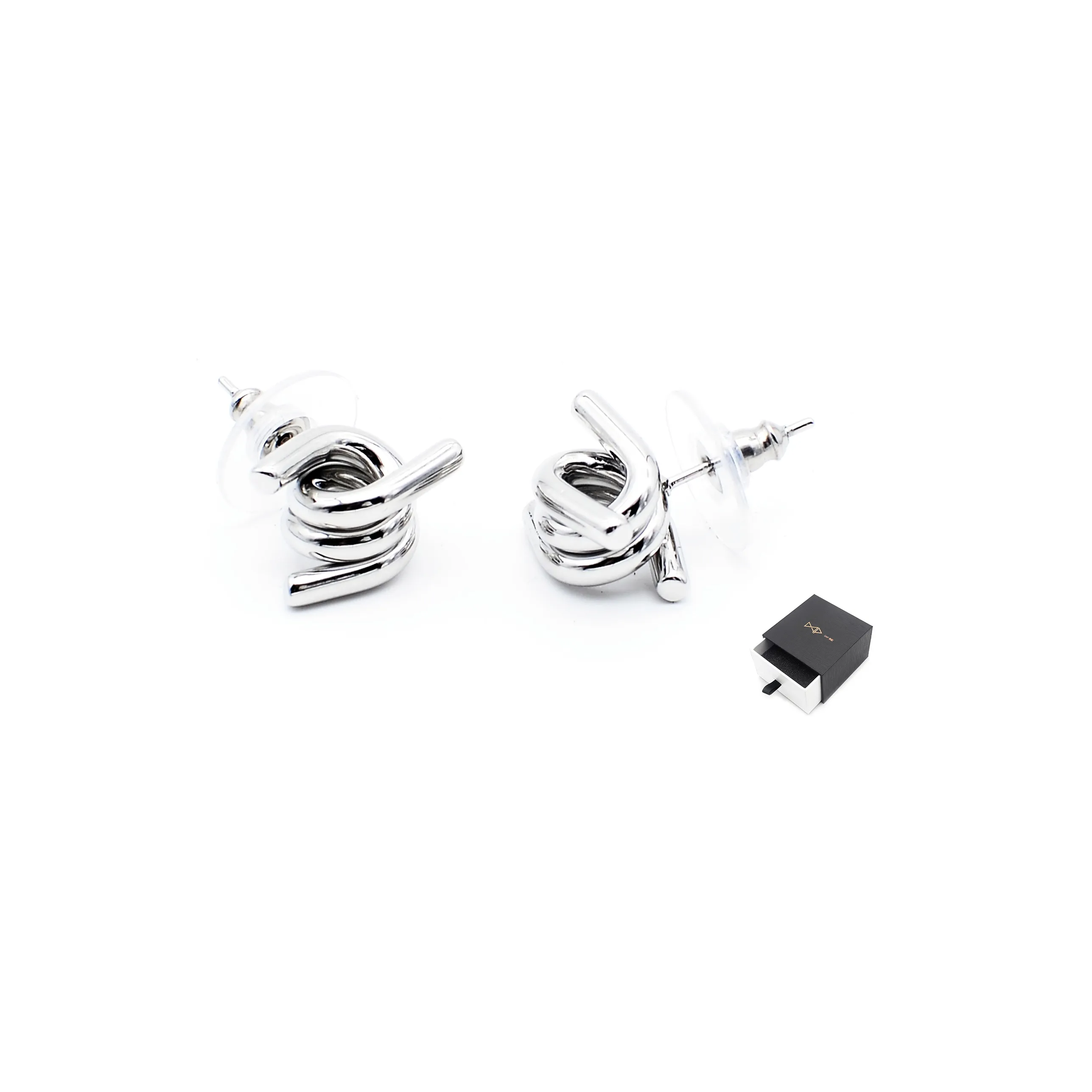 DAP Титановая сталь Серьги-гвоздики Серебро Унисекс