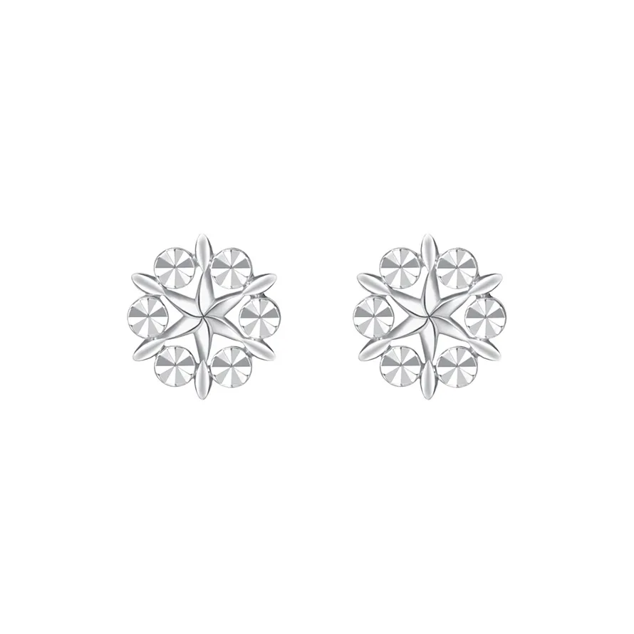 CHOW TAI FOOK PT950 Платиновые серьги-гвоздики Women's Silver Белый