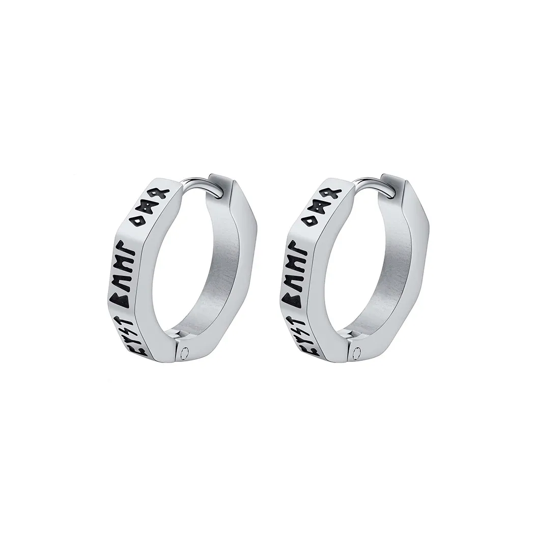 FOREVER MELODY Серьги из титанового стального сплава Мужские Серебряные