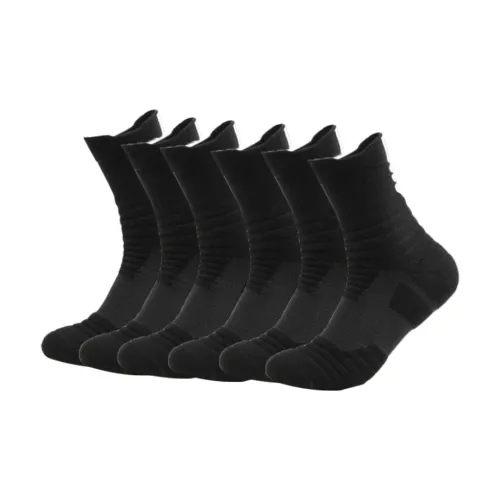 Ledomoda 6 пар SS01 Высокие носки Черные Мужские Баскетбольные носки