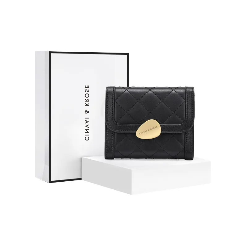 Simvay Clos Cow Leather Synthetic Leather Coin Purse Clutch Card Holder Money Clip Regular Women's Black/Brown/Ecru