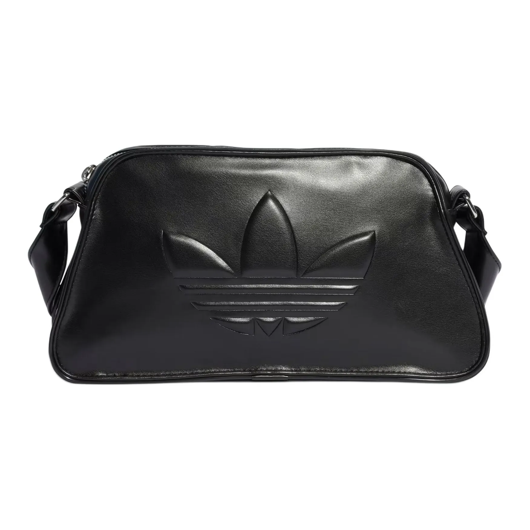 Adidas Originals Polyurethane Embossed Trefoil Shoulder Bags Black