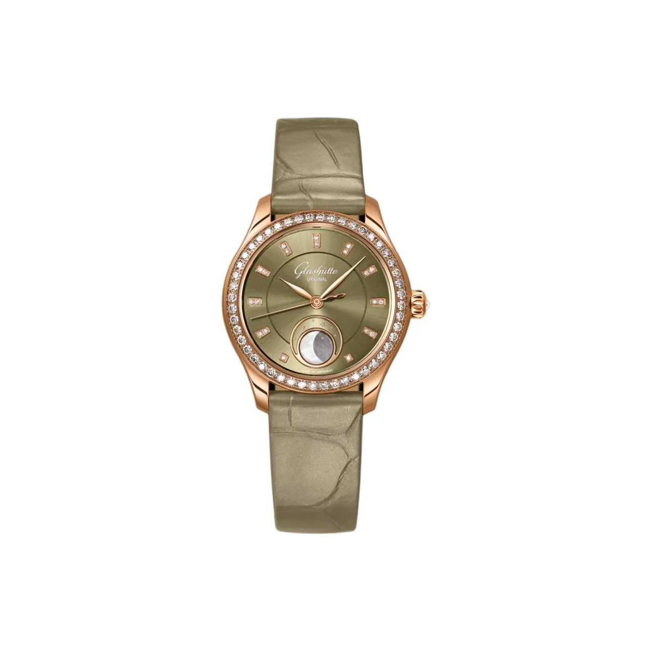 GLASHUTTE ORIGINAL LADY Automatic Mechanical Movement Women's Watch Watch 32.5mm Green Dial 18K Gold Watch Case