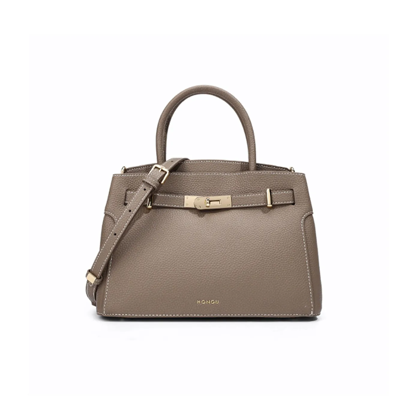 HONGU Сумка из коровьей кожи с синтетической кожей женская цвета хаки экрю темно-черный