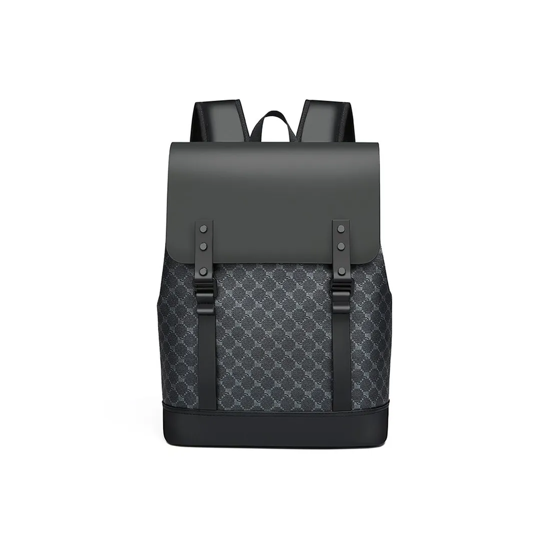 Dusen Kangaroo Abrasion Resistant Fabric Backpack Large Size Unisex Pressed Pattern/Black