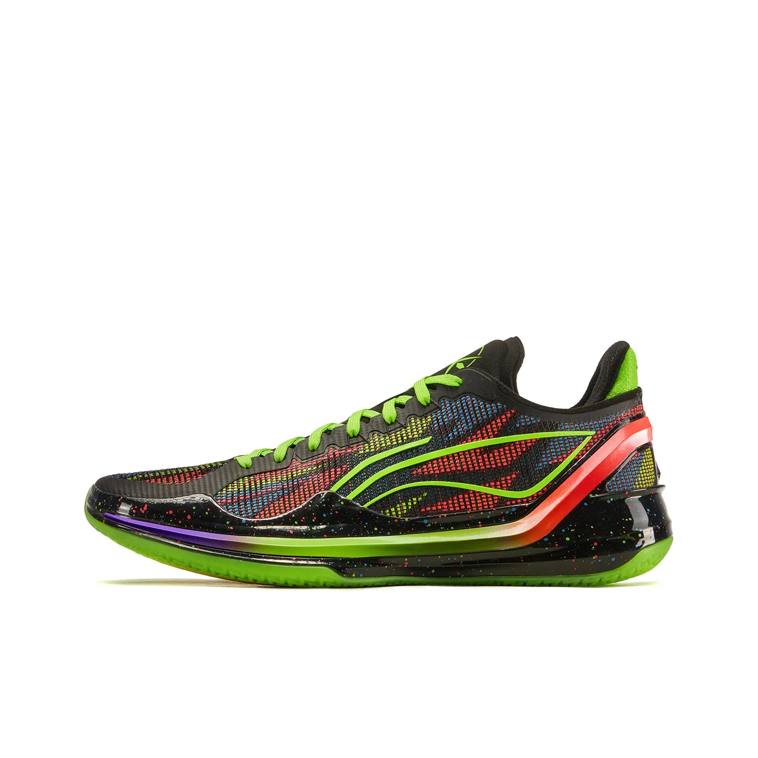 LINING Blade 4V2 Basketball Shoes Men Low Top Fluorescent Fresh Grass Green/Neon Fruit Red