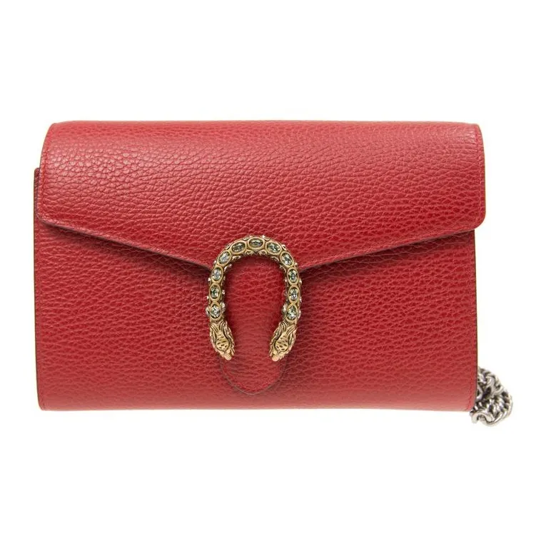 GUCCI Dionysus Mini Leather Wallet Shoulder Bags Women's Red
