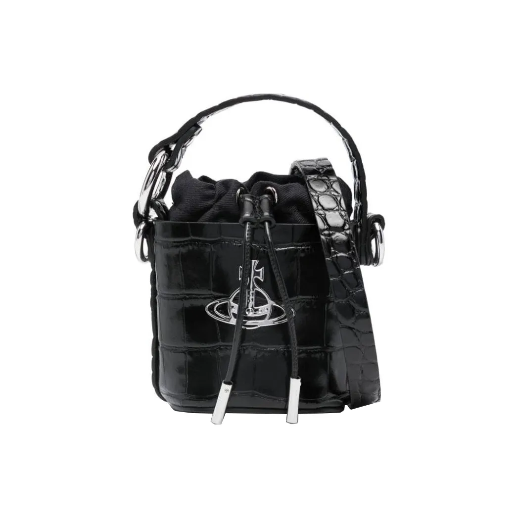 Vivienne Westwood Daisy Телячья кожа Ведрообразная сумка Сумка через плечо Сумка мини Женская Черная