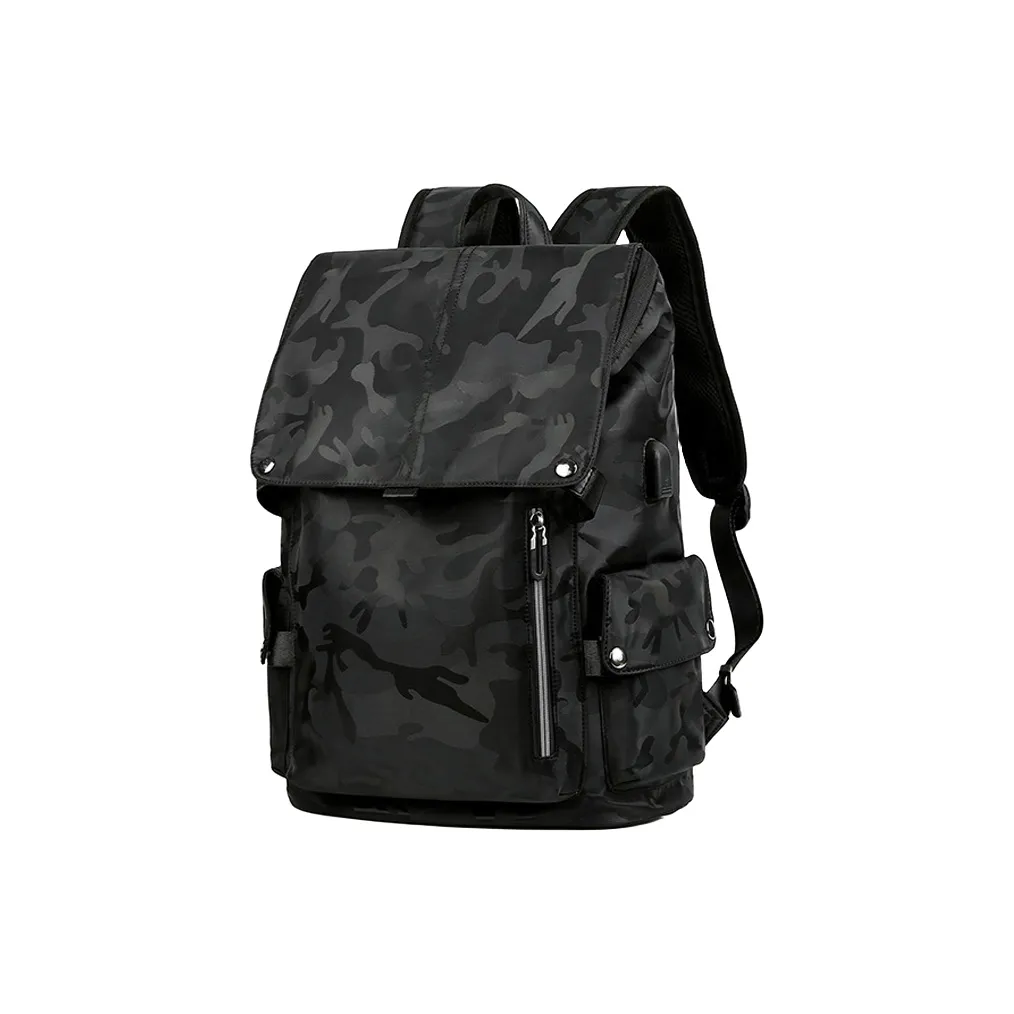 HACIN Oxford Laptop Bag Backpack Regular Unisex Black Camouflage Black